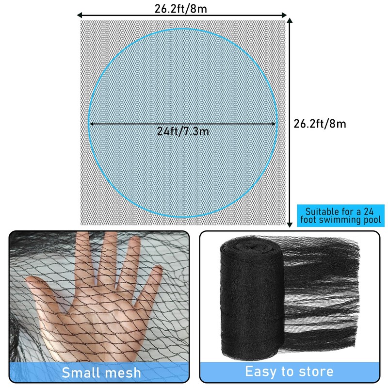 24 Feet Round Pool Leaf Net Cover for Above Ground