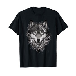 Floral Wolf Vintage Flowers Wolf Face for Wolves Lover T-Shirt
