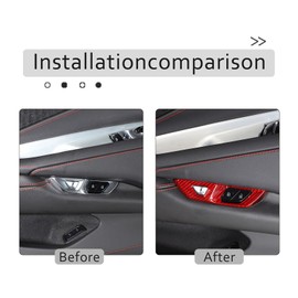 TOYCIDFG Car Inner Door Handle Button Frame Cover Trim for C8 Corvette 2020-2024, Carbon Fiber Door Lock Switch Button Cover Trim Car Decoration Accessories (Red)