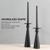 2 Piece Matte Black Metal Taper Candlesticks Retro Modern Hourglass