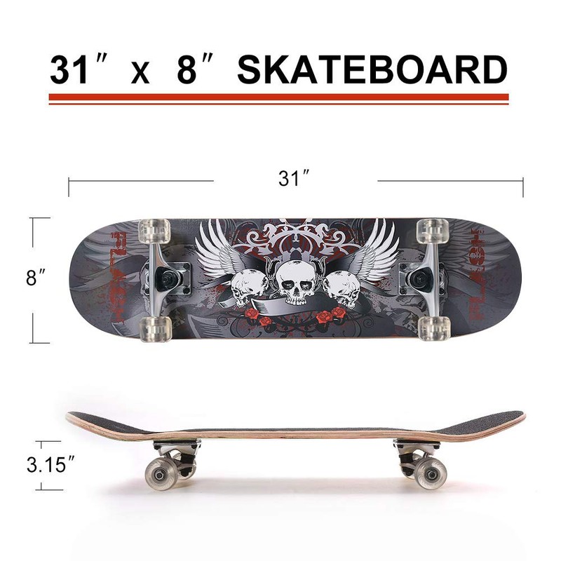 ChromeWheels 31 inch Skateboard Double Kick Skate Board Cruiser Longboard