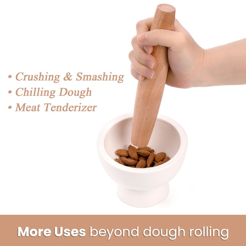 Elsjoy 12 Pack 8 Inch Small Wood Rolling Pins, Non-Stick