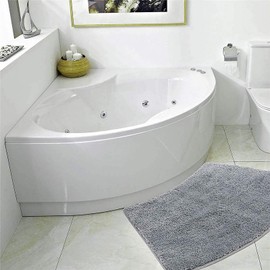 KKPW Shower Mat, Corner Shower, Non-Slip Bath Mat, Corner Shower Made of Microfibre, Washable Bath Mat, Semicircular, Non-Slip Underside, Anthracite, 100 x 45 cm