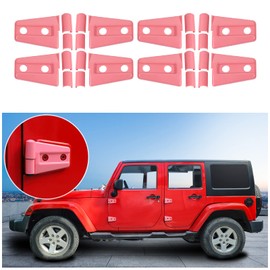 8PCS Door Hinge Covers Protector for 2007-2018 Jeep Wrangler JKU 4-Door (Pink)
