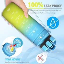 Niggeey Sports Water Bottle 500 ml, 700 ml, 1 L, 1.5 L Water Bottle Children Leak-Proof, BPA-Free Tritan Motivational Water Bottle with Time Marking, Sports Bottle for Children, School, Fitness, Gym