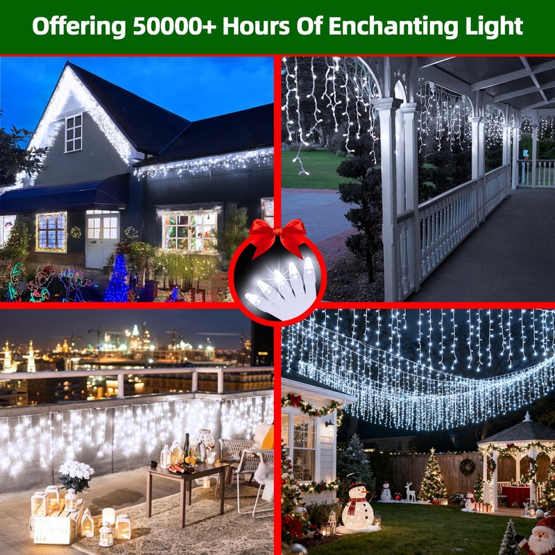 504 LED Christmas Lights with 112 Drops, 50ft 12 Modes