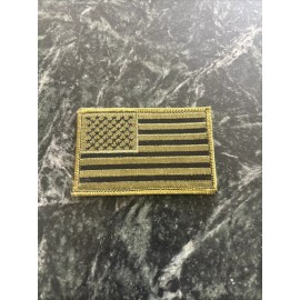 Subdued American Flag Iron On Patch 3.5” Green Trim USA US Stars Stripes Jacket