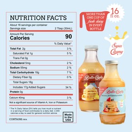 Butter Country Rich and Creamy Buttermilk Syrup 2 Pck | 2/16 fl oz Bottle Original Buttermilk + Coconut Cream