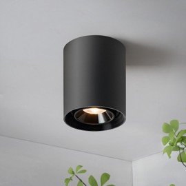 OKELI Black Modern LED Dimmable Ceiling Light Fixtures for Hallway Kitchen Entryway, 20W 1300LM 2700K-6000K Flush Mount Close to Ceiling Lighting, Cylinder Ceiling Lamps for Living Room 1pack