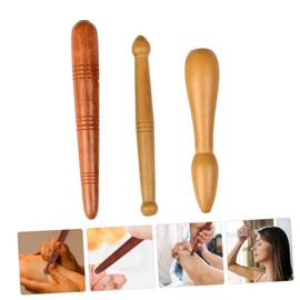 3pcs Wooden Acupuncture Stick Scraping Massage Too Trigger Point Massager Tool Manual Pen Reflexology Tools for Feet Multipurpose Tool Muscle Roller Mini Roller Stick