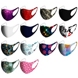 14 PCS Tye Die Colorful Face_Protection_Cover_Mask With Design Stylish Ice Silk Washable Reusable For Running Cyclying Dust Protection