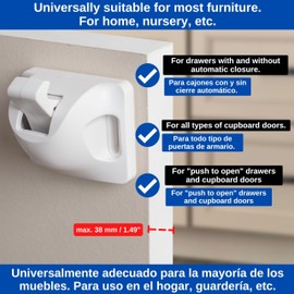 Invisible Drawer and Cabinet Lock, Complete Set for up to 24 Drawers and Cabinet Doors, with Instructions, 24 Locks + Key Set, Magnetic Child Lock for Gluing or screwing