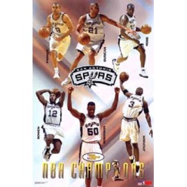 2003 San Antonio Spurs Champs Duncan Robinson Parker Bowen Starline Poster OOP
