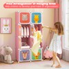 Costzon Kids Wardrobe Closet, Cartoon DIY Modular Dresser Storage Organizer