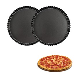 Aiweijia 2PCS Round Quiche Tins, Round Tart Mould with Removable Loose Bottom,22/24/28/30 cm Non-Stick Tart Pan for Baking,Pie Dish
