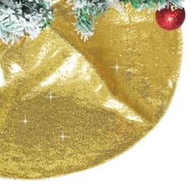 PartyDelight Sequin Christmas Tree Skirt 36" Sparkly Gold