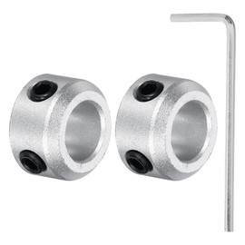 MECCANIXITY 2pcs Shaft Collar 8mm Bore 5/16" Aluminum Set Screw Style Clamping Collars Hexagon Wrench Silver