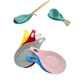 6Pcs Silicone Spoon Rest Counter Spatula Holder Spoon Rest For Kitchen Counter(Mixed Color)