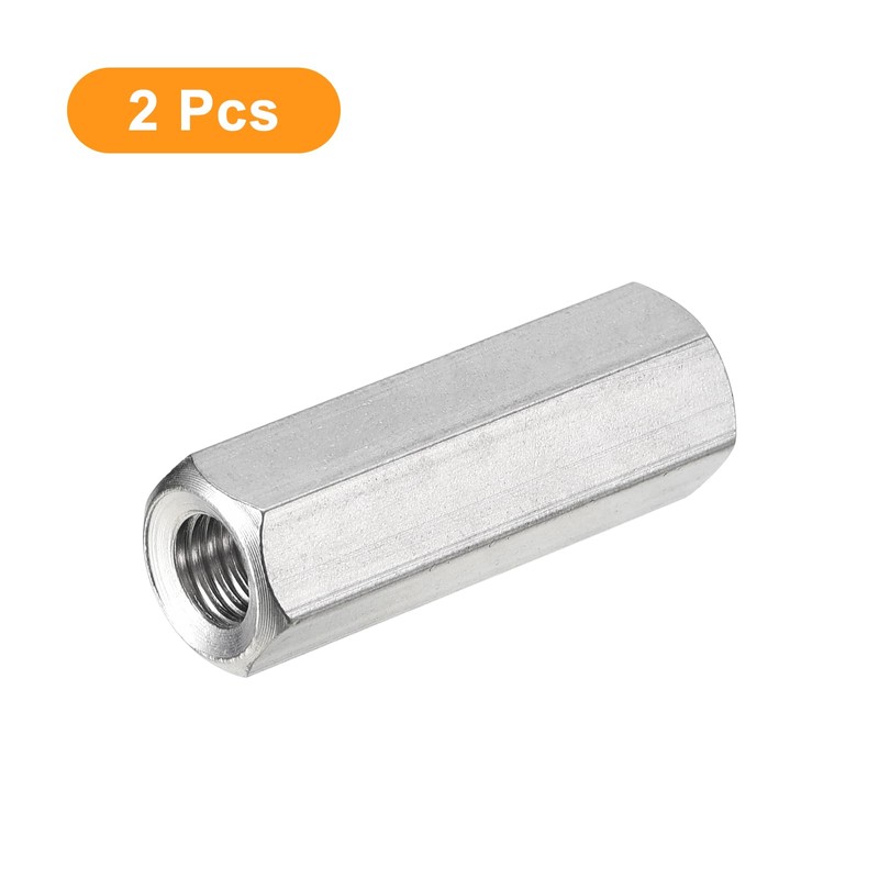 uxcell M8 x 1.25-Pitch 40mm Length Coupling Nuts, 2pcs 304