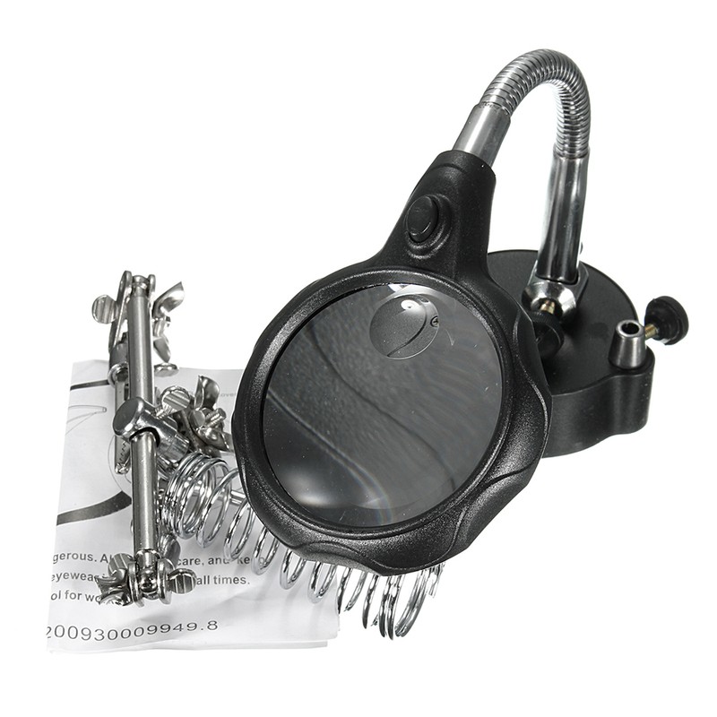 LED Magnifying Magnifier Glass with Light On Stand Clamp Arm