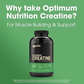 Optimum Nutrition Optimum Nutrition Micronized Creatine Monohydrate Capsules, Keto Friendly, 2500mg, 200 Capsules (Packaging May Vary)