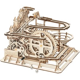 Robotime Water Wheel Coaster, 3D. Wooden Puzzle, Model Kit, Gears, Hand Cranked, Laser Cut Wood, Craft Kit, Gift