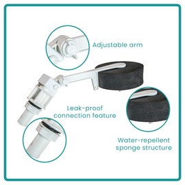 KABEL Float Valve 1/2 Inch for Evaporative Cooler Parts - Swamp Cooler Float Valve - Unbreakable Float Valves - Livestock Water Tank Float - Pool Filler Float Valve with Adjustable Arm
