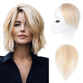 REECHO Human Hair Clip-in Hair Volumizer - 1PC 8 Inch Short Thick Hairpieces for Extra Volume, Easy Clip-in Extensions for Thin & Fine Hair - Strawberry Blonde