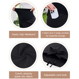 POSHGLAM Women's Maternity Cargo Capris Pants with 4 Pockets Quick-Dry Lightweight Summer Hiking Active Pants (Black, Medium)