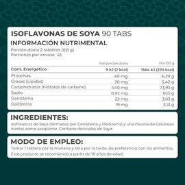 PRONAT | Isoflavonas de Soya, Suplemento Alimenticio, con Genisteína, Daidzeína y Mezcla de Celulosas, 90 Tabletas de 300 mg