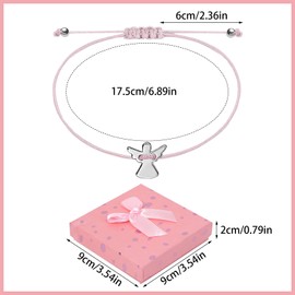 YUZHEDM 2 Stück Schutzengel Armband, mit Geschenkbox, Armband Mädchen, Kommunion Geschenke für Mädchen Kinder Taufe Kommunion Geeignet für Kinder Geburtstag, Taufgeschenke