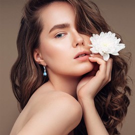 Sterling Silver Earrings Blue Topaz Teardrop Leverback Earring Drop Dangly Hypoallergenic jewellery for Women Ladies Girls