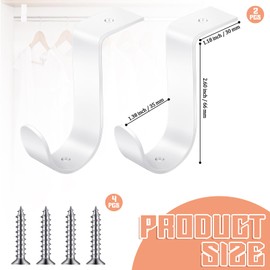 Hicarer 2 Pcs 1.38 Inch Closet Rod Brackets Heavy Duty Metal Wall Mount Rod Brackets with Screws Closet Pole Support for Living Room Bedroom Shelf Office(White)