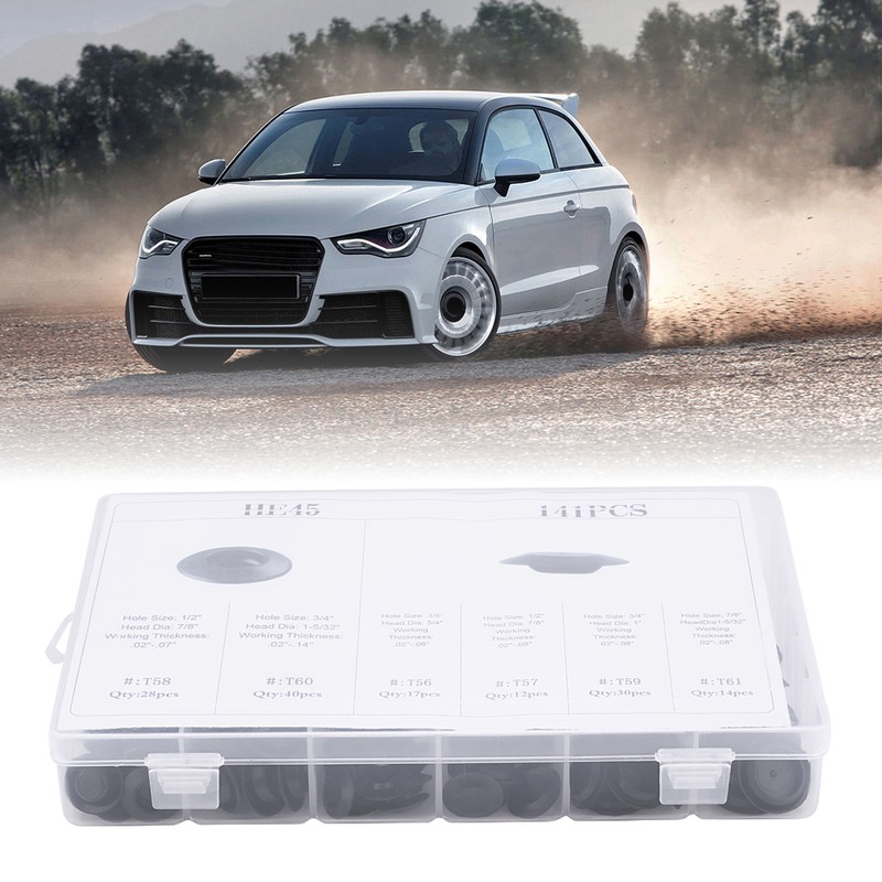 141pcs 6 Sizes Assorted Car Flush Mount Hole Plugs Auto