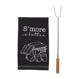 Mud Pie S'more Towel and Roasting Stick Set, S'more Please, 26" x 16.5"