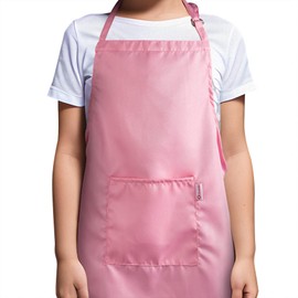 Zihuatailer Kids Apron for Baking, Children's Chef Apron with Pockets for Boys and Girls Aged 5-12, Pink