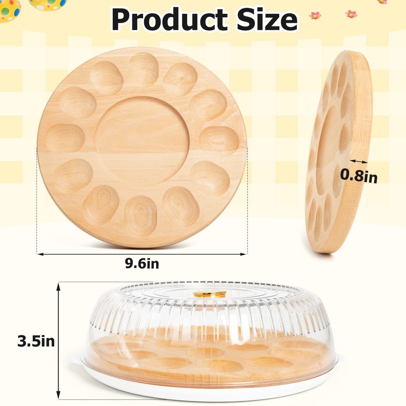 AceList Reversible Wood Charcuterie Board with Lid - Deviled Egg