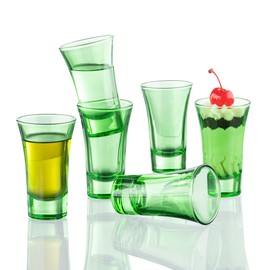 M&N HOME Green 2 Oz Shot Glasses, Set of 6, Heavy Base, Christmas Gift