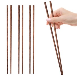Pwsap 4 Pairs Long Wooden Chopsticks, Reusable Sushi Chopsticks, Cooking Extra Long Chopsticks, Non-Slip Cooking Sticks for Fried Food and Cooking Pasta, Hot Pot, Roasting, Cooking (32 cm)