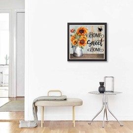 Diamond Painting Home of Sweet Home Rustic Welcome Sign Kit for Adults Full Drill Diamond Art Painting by Number Kits Gem Art Wall Home Decor(13.8 x13.8inch)