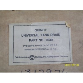 QUINCY 7639 UNIVERSAL TANK DRAIN 30 to 200 PSI AIR COMPRESSOR VALVE