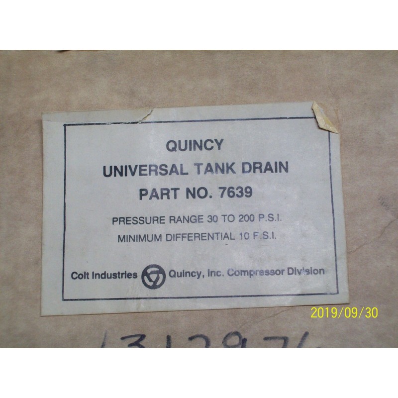 QUINCY 7639 UNIVERSAL TANK DRAIN 30 to 200 PSI AIR