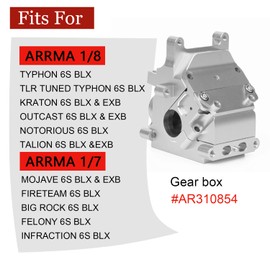 Aluminum Gearbox Case Set HD for 6S ARRMA 1/8 Kraton/Notorious/Outcast/Talion/Typhon 1/7 Mojave/Felony/Infraction/Fireteam BLX RC Diffrencial Gearbox Housing Box Replace AR310854