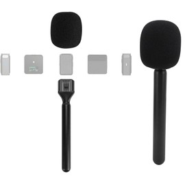 Wireless Interview Microphone Adapter, Mic GO Handheld Adaptor with Windscreen, Microphone Handle Mount Compatible with DJI MIC 1, MIC 2, Rode Wireless GO II