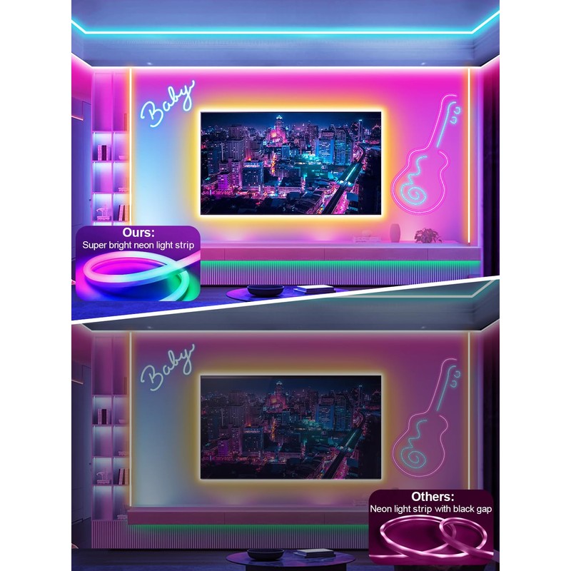 NBBUFF 100FT Led Neon Rope Lights Music Sync, RGB Led
