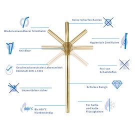 HalmBrüder | The Only Bendable Stainless Steel Straw | Hygienic Certified | Reusable Metal Straw | Reusable Drinking Straws | Stainless Steel Metal Straws