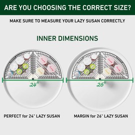 Leeden Lazy Susan Organizer Basket for 24" Diameter Turntable -Metal Organizing Storage Bins (2 Packs) - Black Kitchen Cabinet Storage Organizer - 1/4 Wedge Can Organizer