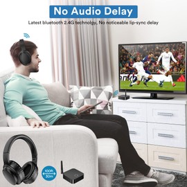 LETSACTIV Kabellose Kopfhörer für Fernseher, Over-Ear kabellose 196ft Wireless-Reichweite,unterstützen Optical, AUX, RCA und USB,40 Stunden Audio-Wiedergabezei, hohe Lautstärke