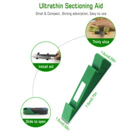 Ultrathin Sectioning Aid, Vegetable Sheet Cutter Slicer, Creative Kitchen Cutting Aid Gadgets Tool, Food Slicer Assistant Tool for Slicing Cucumber Carrot (3mm Green)