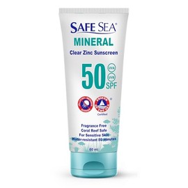 Safe Sea Zinc Oxide Sunscreen SPF50 | Clear Mineral Face Sunscreen Without White Cast | Anti-Jellyfish Sting Protective Lotion | Coral Reef Safe | Travel Size - 60ml (1 tube)